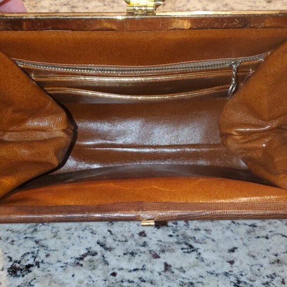 Antique lizard skin frame bag handbag VTG - Picture 5 of 12